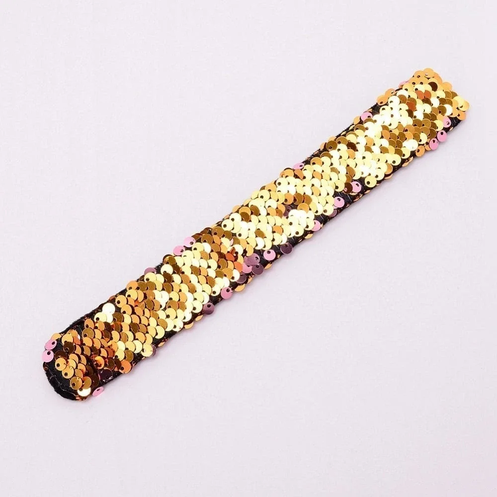 Mermaid Slap Bracelets, Two-color Reversible Charm Sequins Flip Wristbands, Flam